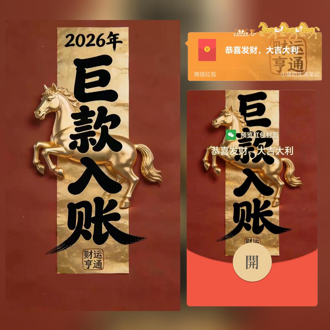 【红包封面】巨款入账 /动态 新年春节祝福2026